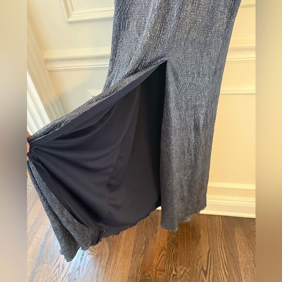 Dessy Collection Midnight Metallic Sleeveless High Neck Long Evening Gown 8 NWT - Picture 8 of 9